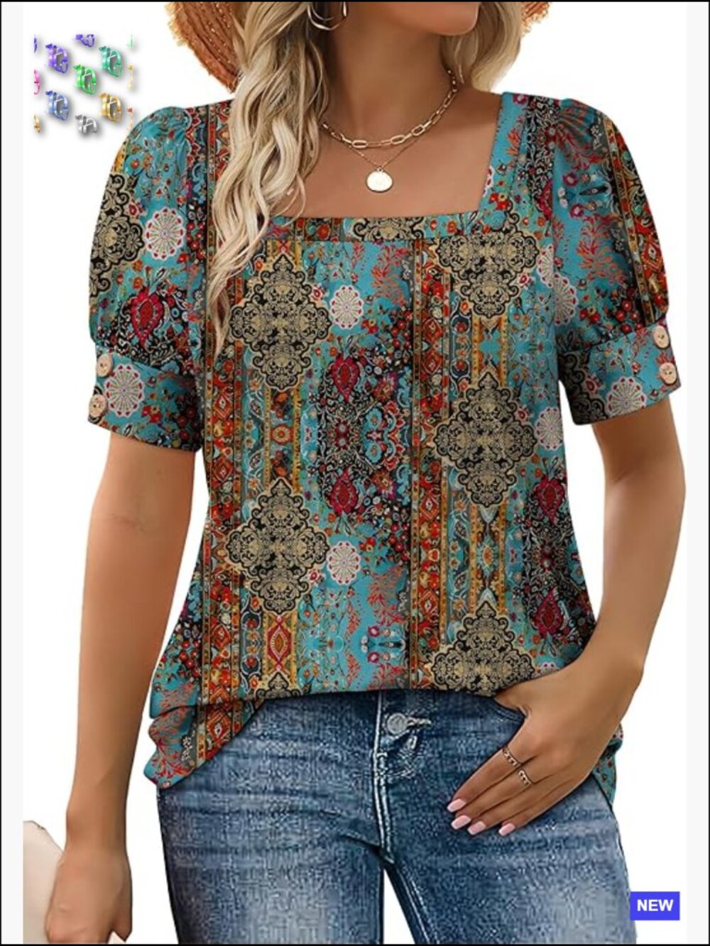 Square Neck Short Sleeve Blouse Puff Sleeve Trendy Summer Top Y2K Chic